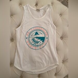 Vtg 70’s 80’s White Graphic Tank Top sz M (fits like XS/S)